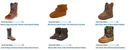 leather Ariat, Justin and John Deere baby cowboy boots for infants
