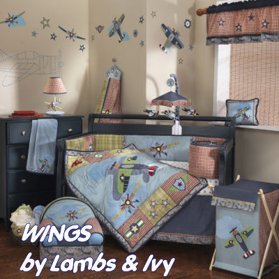 Kids Nursery Bedding Room on Airplane Baby Bedding   Modern   Vintage Aviator Crib Bedding