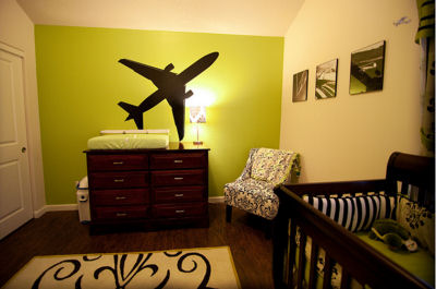  and Black Airplane Baby Nursery Theme w Large Airplane Wall Decals