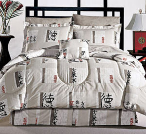 Asian inspired bedding and comforter sets black white red Oriental comforters
