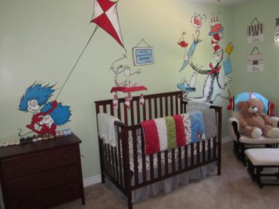Baby  Nursery Wall  on Baby Boy S Dr Seuss Nursery With Trend Lab Crib Bedding Set And Wall