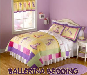 ballerina bedding set quilt comforter purple green yellow ballet slipper