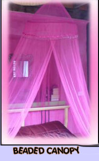 exotic hot pink beaded bed canopy