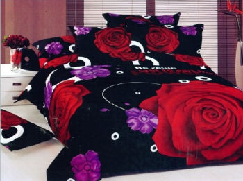 black white purple red roses bedding bed in a bag set comforter