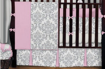 White Bedding Ideas on Black And White Damask Baby Crib Nursery Bedding Set