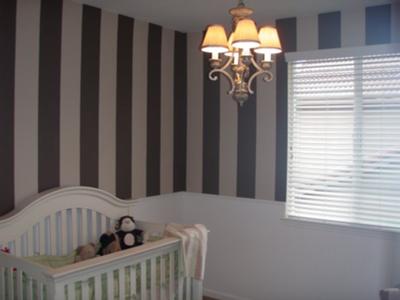 Brown Striped Nursery Walls - Dark and Light Brown Painted Wall Stripes in Our Baby Boy's Nursery 