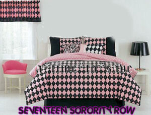 pink and black argyle sorority seventeen bedding