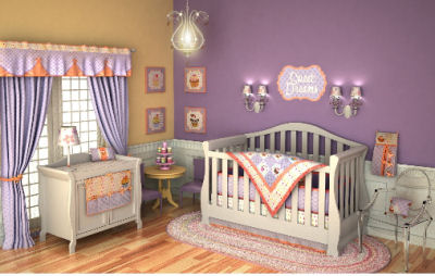 Nursery Room Ideas on Pink Lavender And Purple Baby Girl Nursery Crib Bedding Set In A Sweet