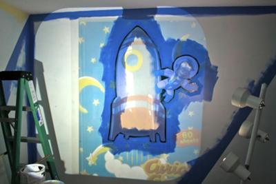 Rocket Ships and Astronaut Baby Nursery Wall Mural