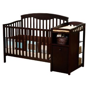 baby crib with changing table attached