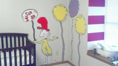 Seuss Baby Theme on My Baby Boy S Dr Seuss Theme Nursery Room With Lorax Trees  Horton