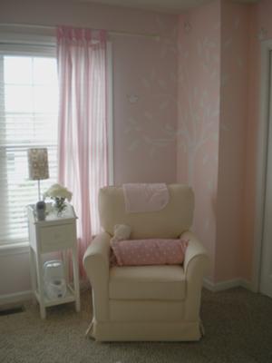 The Seating Area in our Elegant Pink Nursery