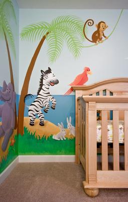 Hiding Bunnies to the side of Emma's Crib in her Jungle Animals Noah s Ark Nursery Room