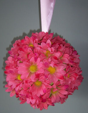 pastel hot satin ribbon bow baby girl shower decorations pink and green Daisy flower ball instructions tutorial