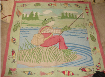 Fly Fishing Kelly Rightsell Frog Themed Nursery Rug 