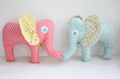 Homemade, stuffed elephant baby toys perfect for an elephant baby shower theme.