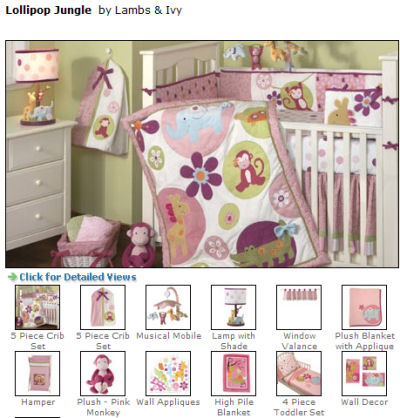 Toddler Girl Bedding on Girl Monkey Baby Bedding Pink And Green Purple Toddler Set