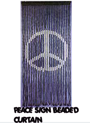 cool groovy peace sign wooden beaded door curtain art