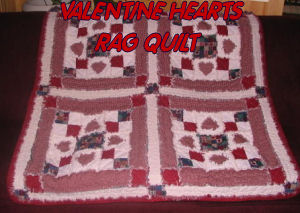 hearts pattern rag quilt bedding comforter set