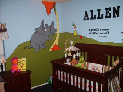 Horton Hears A Who and Dr Seuss quote “A person’s a person no matter how small.” and Sam I Am - the crib and night stand