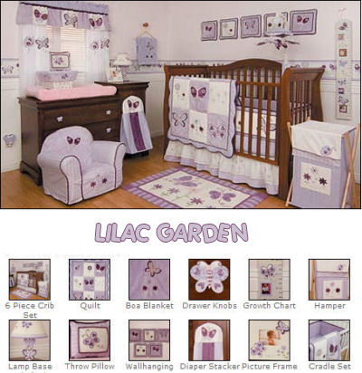 Lavender and Lilac Nursery Bedding and Decor