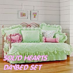 daybed bedding set hearts lime green hot pink