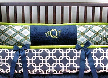 Lime Green and Navy Baby Bedding for the Nursery Room