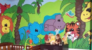 wild safari zoo jungle animals wall painting mural colorful large decals paint painted