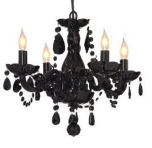 Elegant black crystal mini chandelier with beads and mini shades for a 