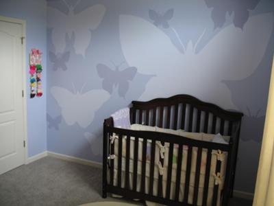 Modern Baby Girl Nursery on Theme Nursery Wall Painted In Shades Of Blue For Our Baby Girl  Lily