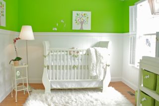 Our Baby's Nursery with Lime Green and White Walls and Decor