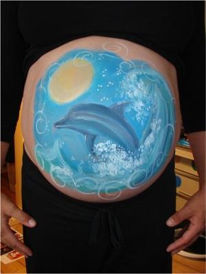 pregnant belly art. Dolphin Pregnant Tummy Art!