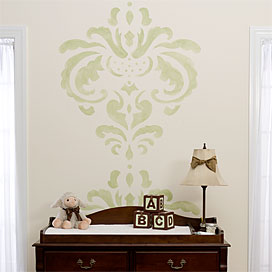 Damask Wallpaper on Baby Stencils   Nursery Wall Stencils For Stylish Baby Rooms