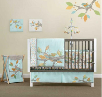  Baby Cribs on Organic Baby Nursery Crib Bedding Set With Applique Birds On The Crib