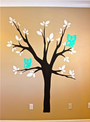 Baby Owl Nest Nursery Wall Decor in Cream, Turquoise Blue and Brown
