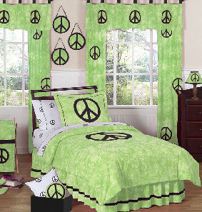 peace sign bedding bed in a bag sets for girls lime green and black queen size