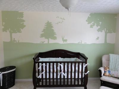 Baby Room Wall Stencils on Whitetail Deer Baby Nursery Wall Mural