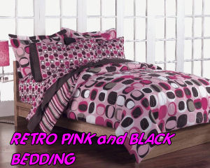 Pink and Black Bedding and Comforter Sets