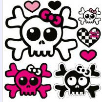 pink and black skulls and crossbones wall stickers decals