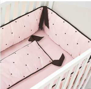 Elegant Pink and Brown Polka Dot Baby Bedding <br>Pink and Brown Baby Girl Nursery Theme Decor
