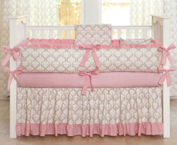 Bedspreads Pink on Girls Pink Baby Nursery Crib Bedding Set Decor