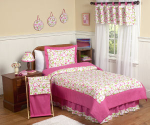 pink and green polka dot bedding comforter set teenage girls bedroom