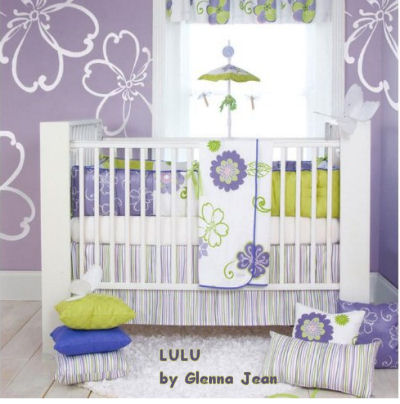 Purple  White Bedding on Purple  Lavender White And Lime Green Baby Girl Bedding Crib Set With
