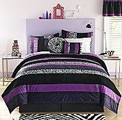 girls purple zebra dorm bedding set comforter bedspread picture