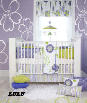  lime green white baby nursery crib bedding sets flowers stripes