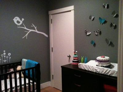 Gray Baby Nursery on Gray Nursery Walls With Butterfly Decorations   Decals   Bird And