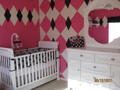 Tink Pink White and Black Baby Girl Nursery Decor