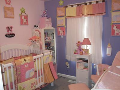 Nursery Decorating Ideas  Girls on Pink  Purple Orange And Cream Tropical Punch Safari Nursery Decor