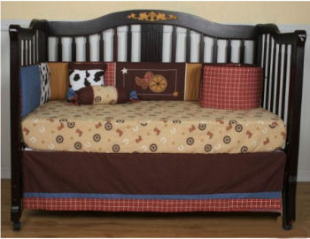 Western Bedspreads on Rustic Western Cowboy Theme Nursery Crib Bedding Set With Rust Red