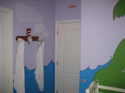 Baby Seuss Characeters Nursery Wall Decor and Painting Closeup